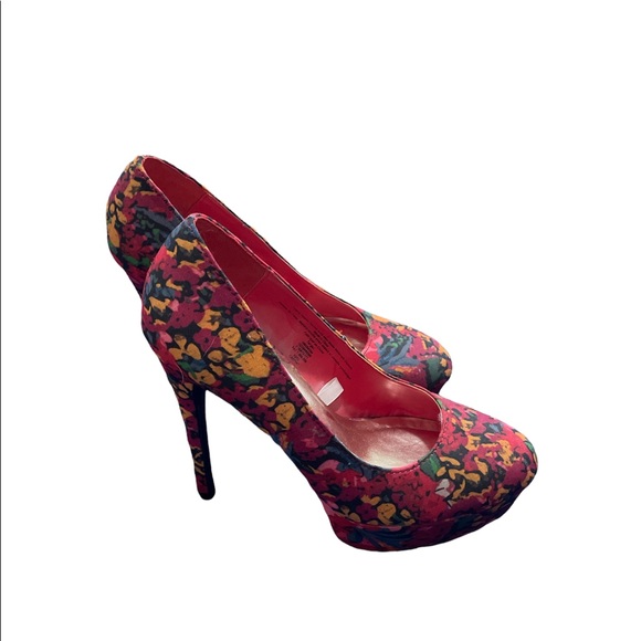 👠 Gorgeous platform heels with a colourful floral pattern size 7.5 - Picture 5 of 8